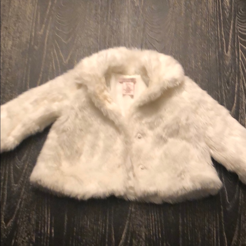 Girls White Faux Fur Coat